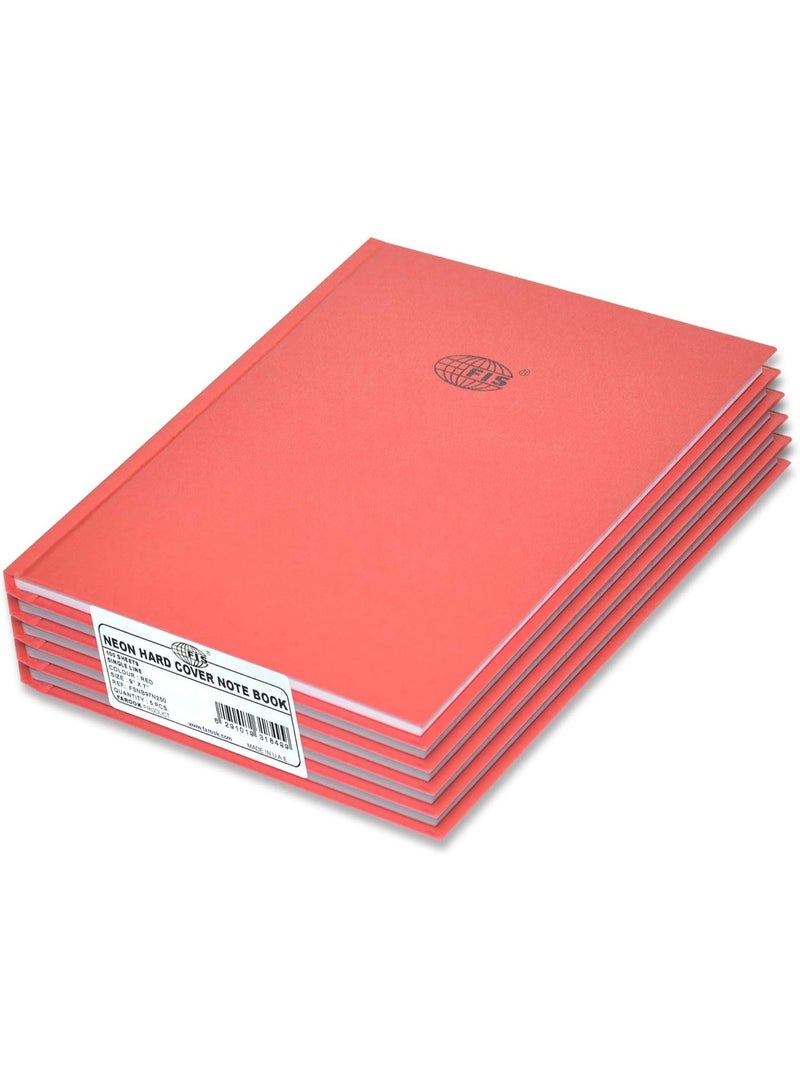 FIS Neon Hard Cover Notebook Single Line 9X7 Inch, 100-Sheets, Red 5-Piece - FSNB97N250 - Image 1